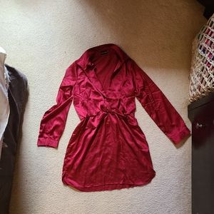 Red collared dress shirt